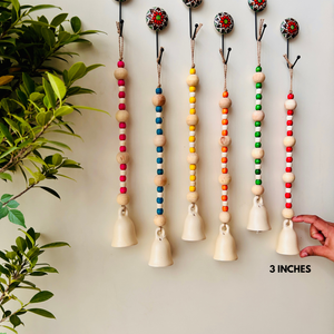 MINI Ceramic Beaded Bells | With Ceramic wall hooks- Ivory MULTICOLOR (Set of 6)