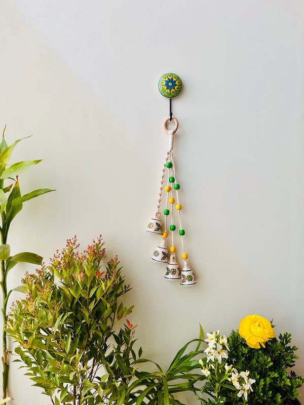 AMALTAS | Handmade Ceramic Symphony Bell Chimes | Bunch of 4 (mini) bells with Ceramic Hooks