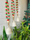 Classic White Christmas Beaded Ceramic Bells with ceramic hooks| Set of 3