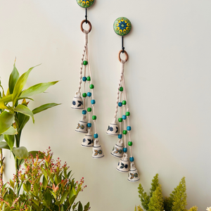 BLUE ORCHID | Handmade Ceramic Symphony Bell Chimes | Bunch of 4 (mini) bells with Ceramic Hooks