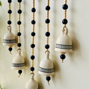 Ivory Monochrome Beaded Bell Wall Hanging