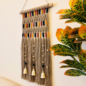 Desert Drape Ivory Boho Tapestry | With a ceramic wall hook