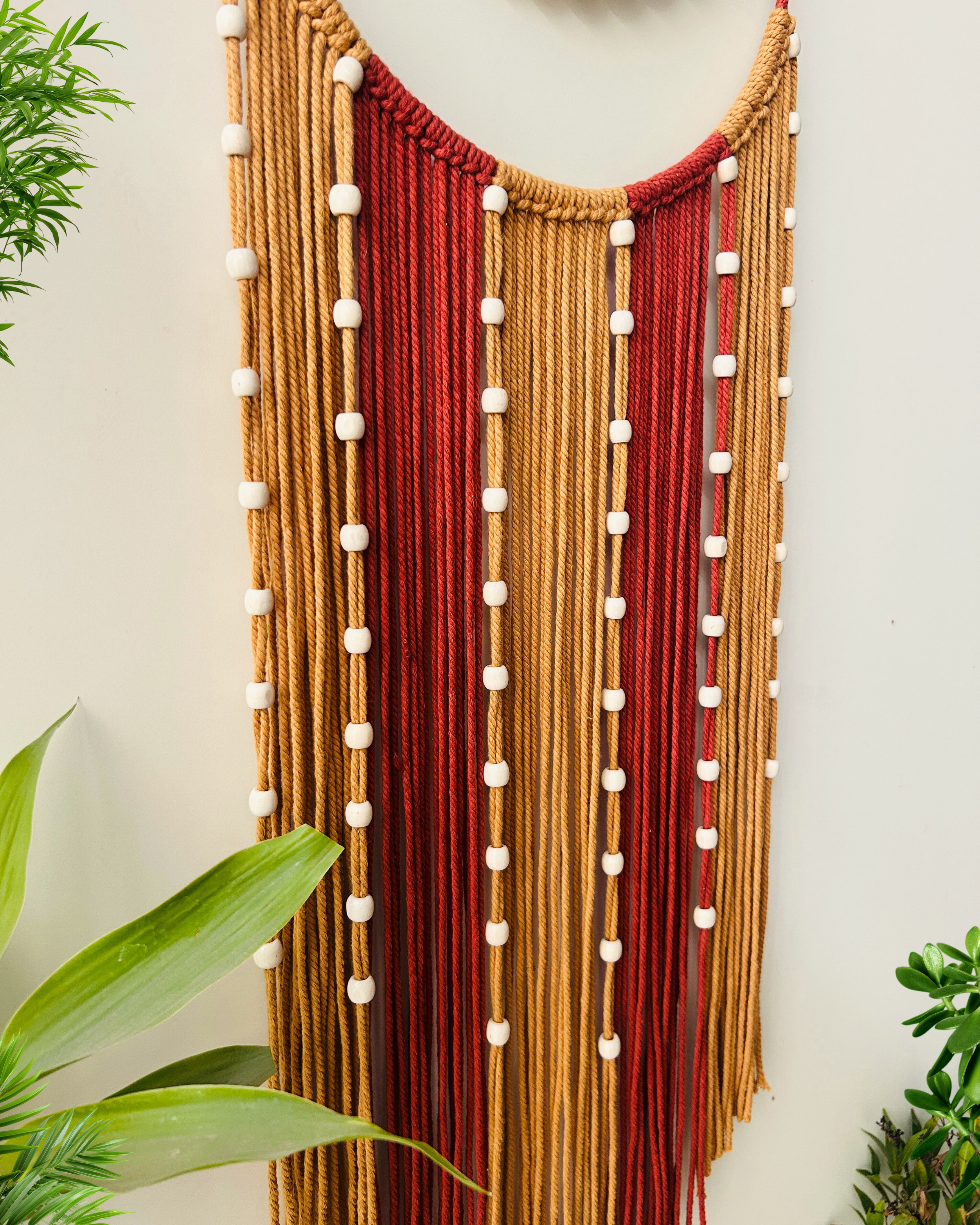 Rust & Gold Reverie Macrame Dream Catcher | With one ceramic wall hook