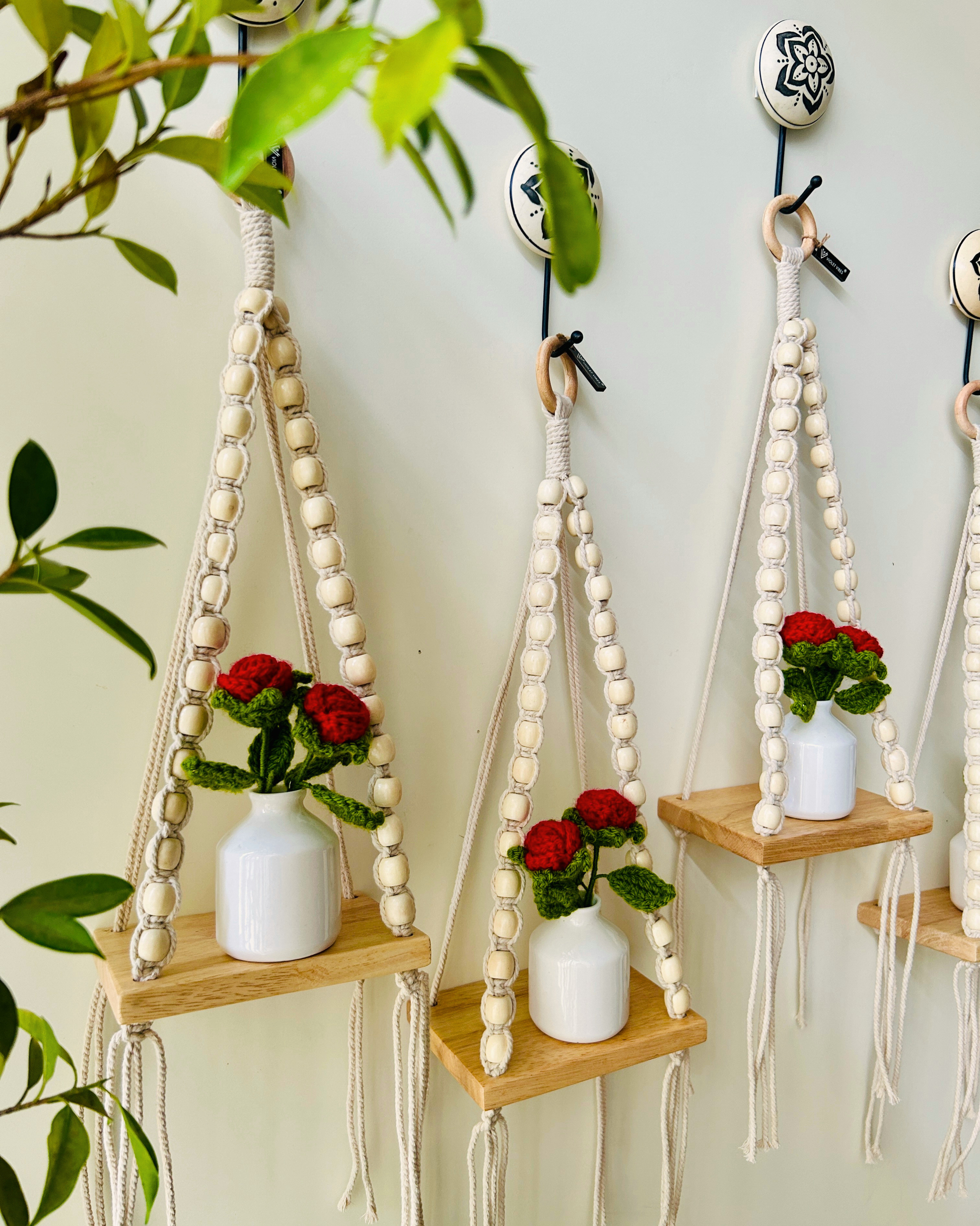 IVORY ROSE BLOOM WALL SHELVES