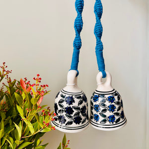 Sapphire | Ceramic Macrame Bells with Ceramic Hooks | Set of 2 (Free shipping)