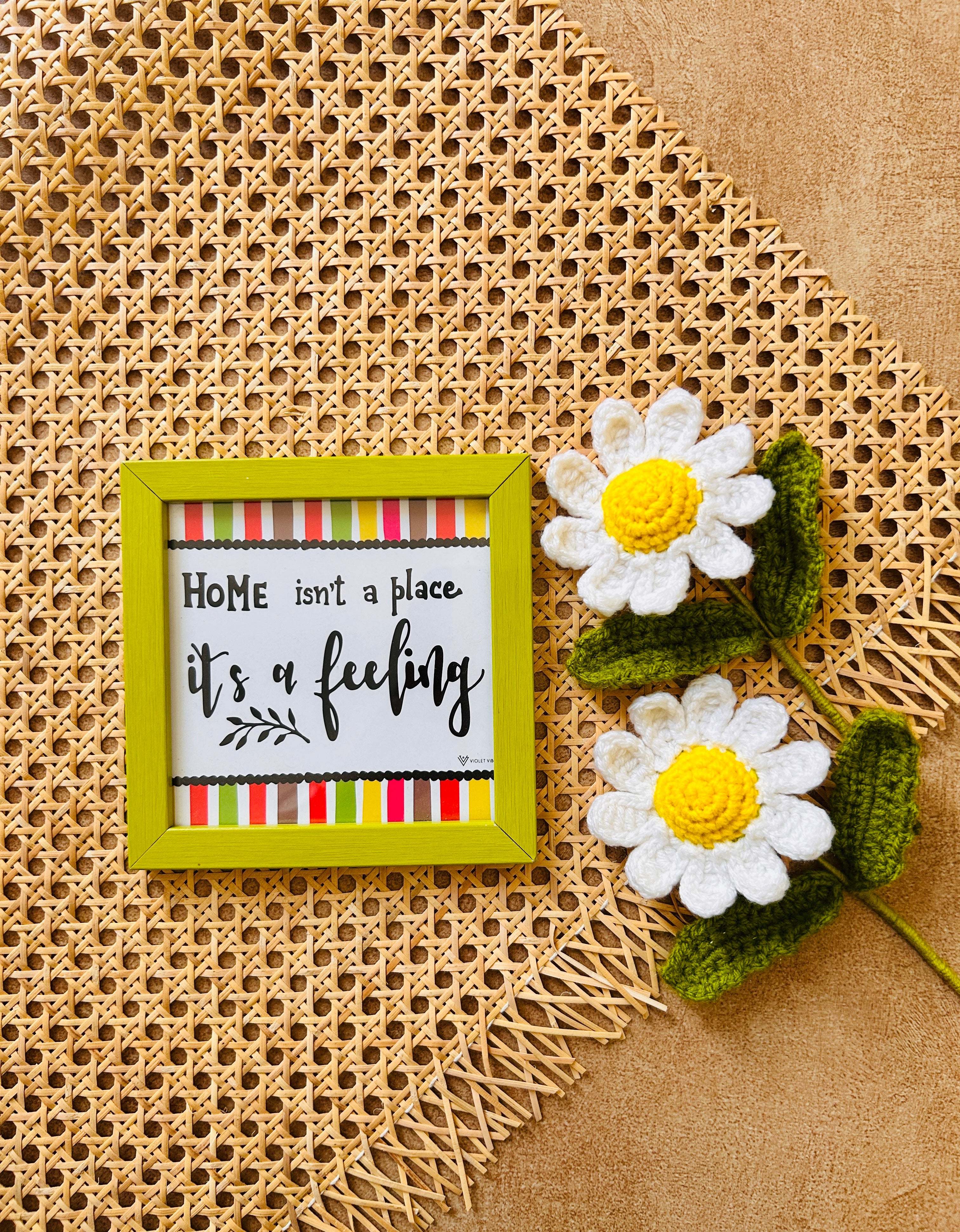 Home isn't a place...its a feeling | 5*5 inches glass top wall frame