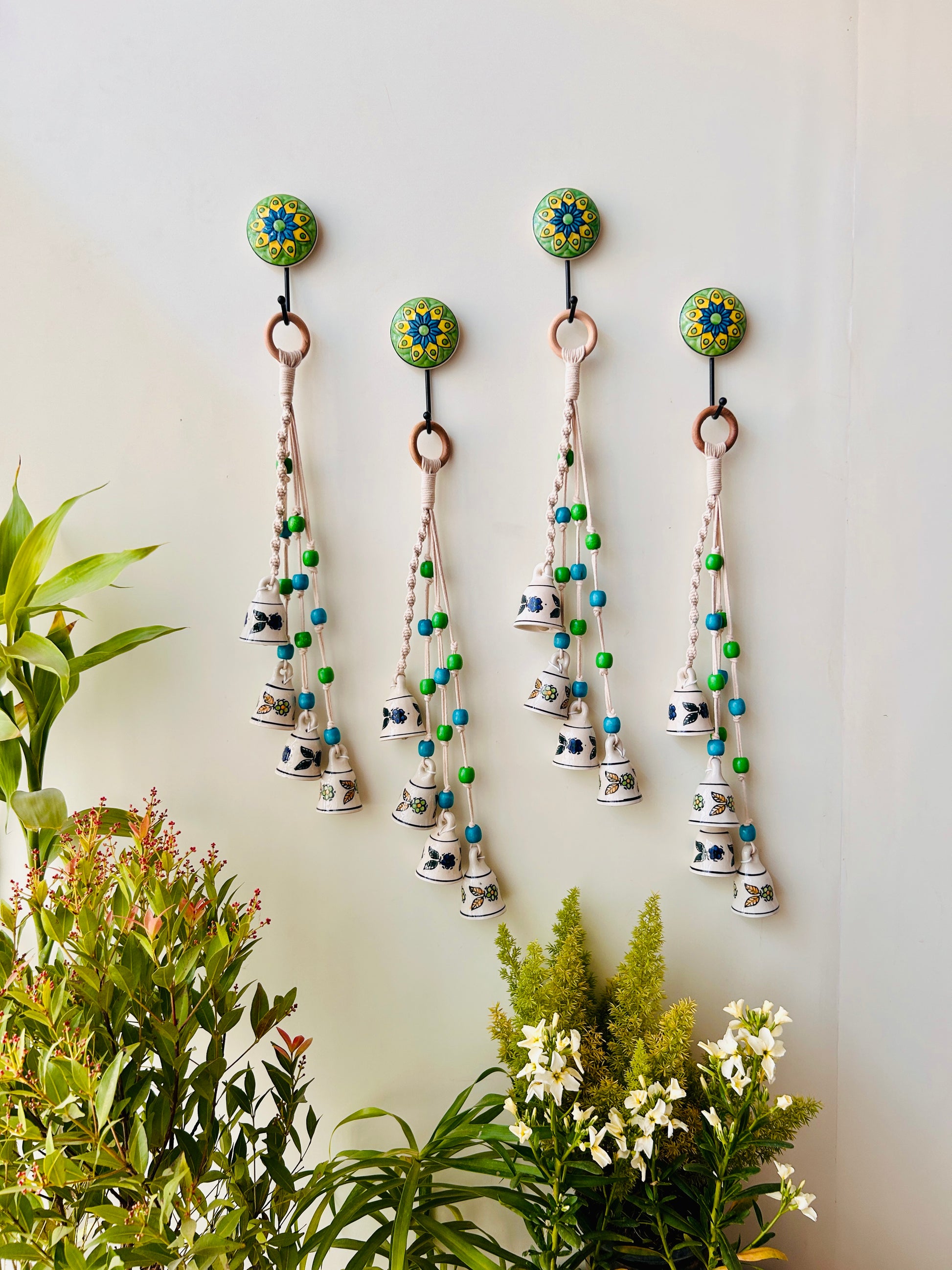 BLUE ORCHID | Set of 4 Symphony Chimes with 4 Ceramic Hooks