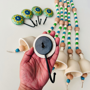 Blue Orchid | Boho Ivory | Backdrop Ceramic Beaded Bells | With ceramic wall hooks