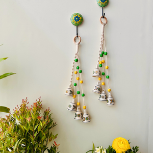 AMALTAS | Handmade Ceramic Symphony Bell Chimes | Bunch of 4 (mini) bells with Ceramic Hooks