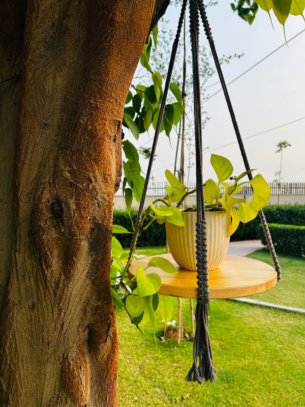 Swing Story CLASSIC – Macrame Hanging Shelf | METAL CEILING HOOK INCLUDED