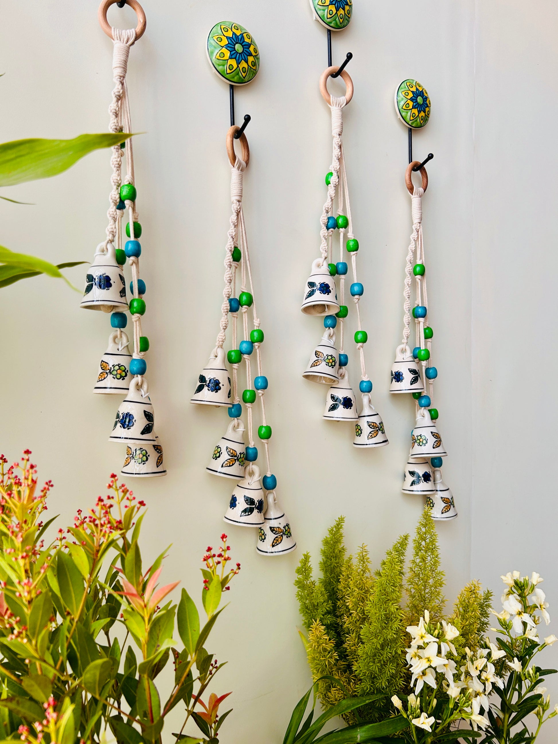 BLUE ORCHID | Set of 4 Symphony Chimes with 4 Ceramic Hooks