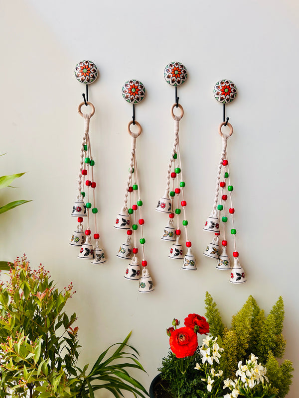 INDIAN ROSE | Set of 4 HANDMADE Symphony Chimes with 4 Ceramic Hooks