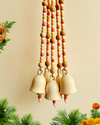 Marigold | Pair of Boho Ivory | Backdrop Ceramic Beaded Bells | With 2 ceramic wall hooks