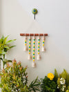 IVORY LABURNUM | Beads and Bells Wall hanging | 5 beaded bells on a wooden dowel with ceramic hook | Handmade Decor