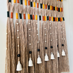 Desert Drape Grande Ivory Boho Tapestry | With A Ceramic Wall Hook
