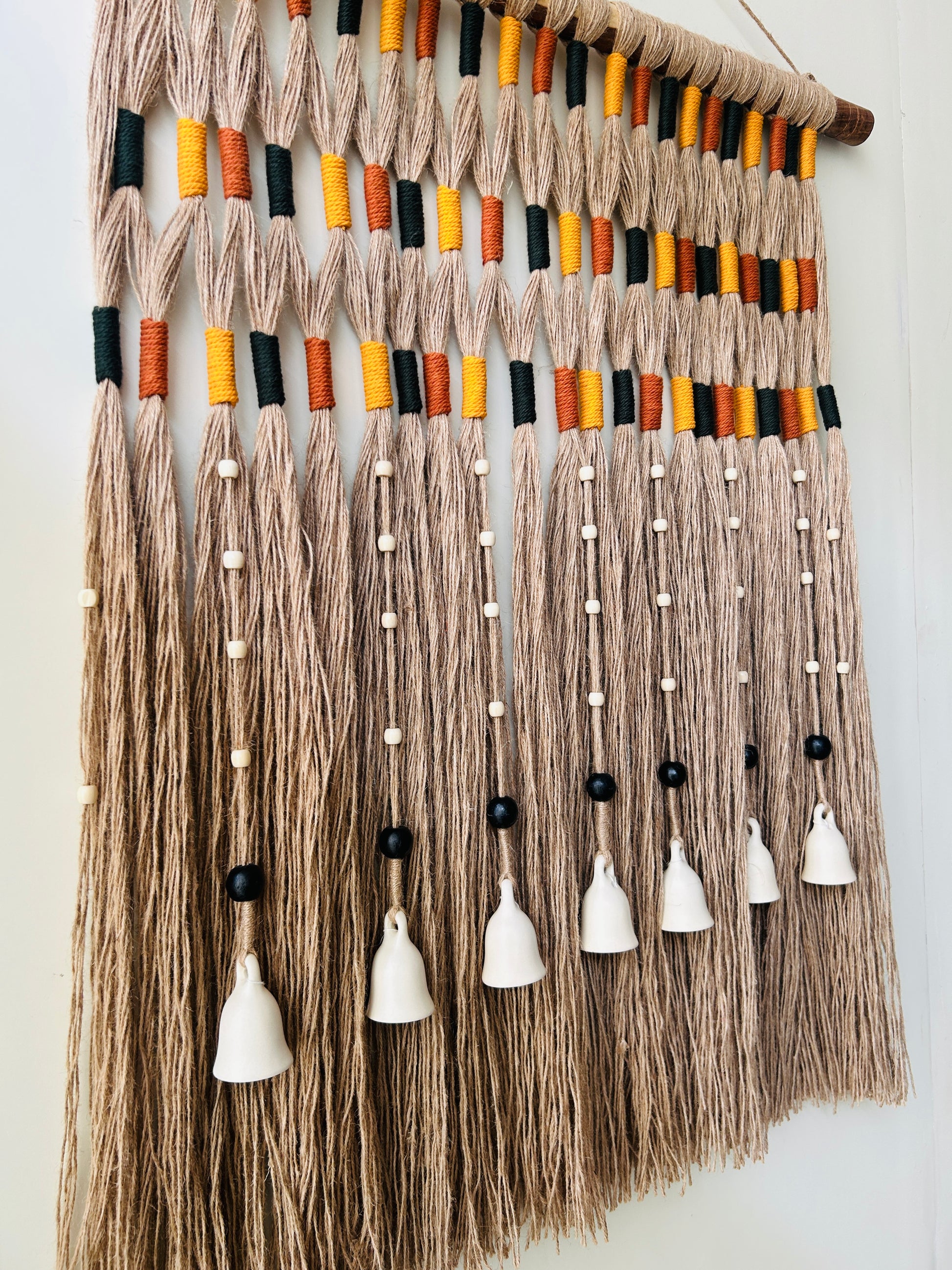 Desert Drape Grande Ivory Boho Tapestry | With A Ceramic Wall Hook