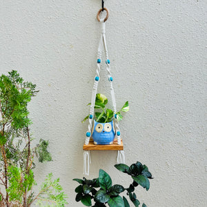 Knot and Bead | Macrame Shelf with planter and hook