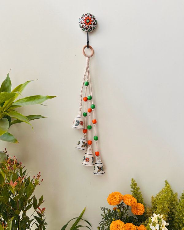 MARIGOLD | Handmade Ceramic Symphony Bell Chimes | Bunch of 4 (mini) bells with Ceramic Hooks