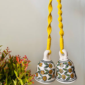 Daisy | Ceramic Macrame Bells with Ceramic Hooks | Set of 2 (Free shipping)