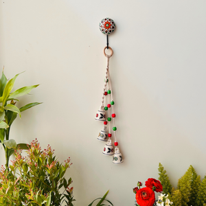 INDIAN ROSE | Handmade Ceramic Symphony Bell Chimes | Bunch of 4 (mini) bells with Ceramic Hooks