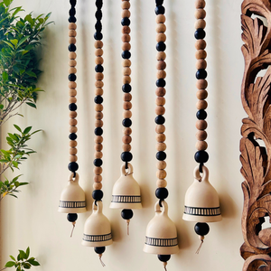 Midnight | Boho Ivory |Backdrop Ceramic Bells | With Ceramic Wall Hooks