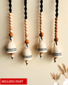 Monochrome Melody | BOHO IVORY Ceramic-Beaded-Macrame | Set of 4 bells with 4 ceramic wall hooks