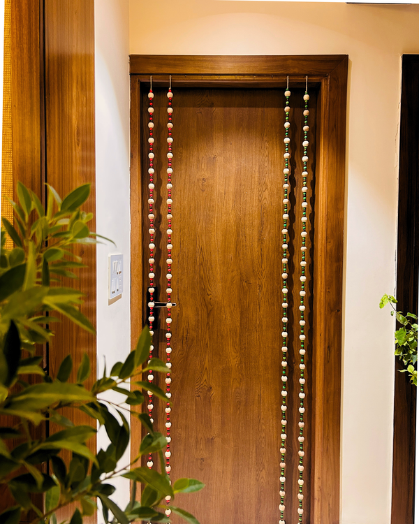 Boho Strings | Beaded Curtain | Set of 4 strings (Green and Red)