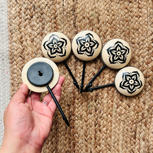 Midnight | Boho Ivory |Backdrop Ceramic Bells | With Ceramic Wall Hooks