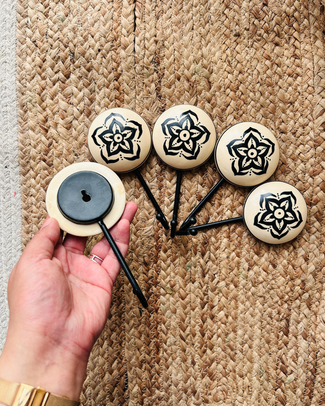 Midnight | Boho Ivory |Backdrop Ceramic Bells | With Ceramic Wall Hooks