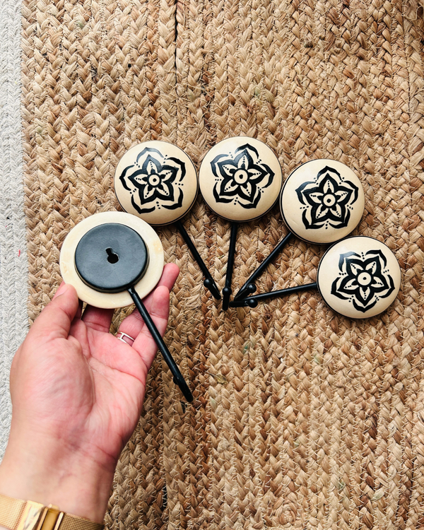 Midnight | Boho Ivory |Backdrop Ceramic Bells | With Ceramic Wall Hooks