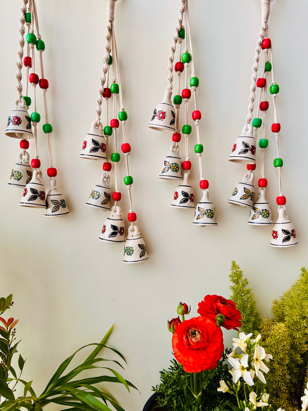 INDIAN ROSE | Set of 4 HANDMADE Symphony Chimes with 4 Ceramic Hooks