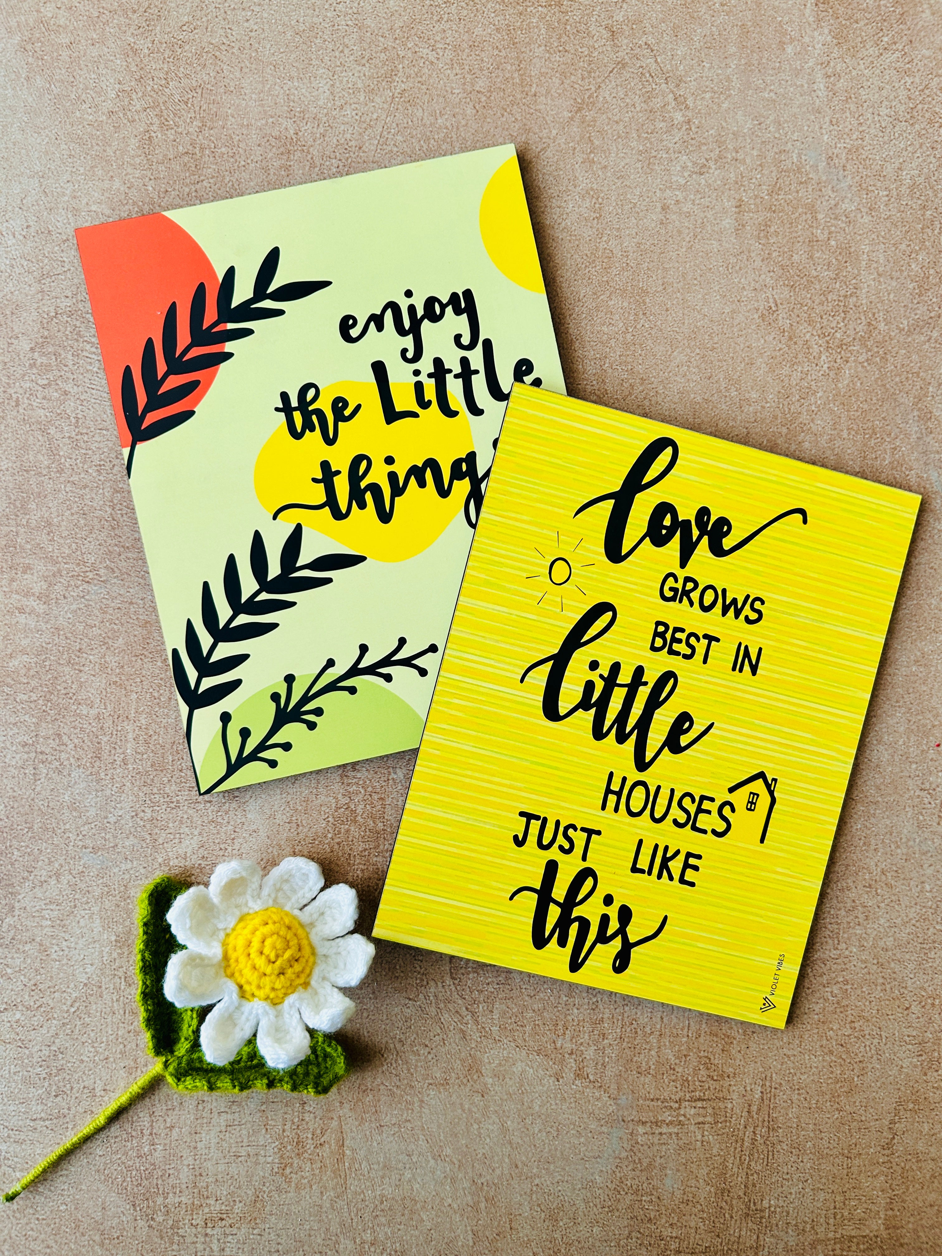 Mac-crochet Collection |Love Grows in little houses wall set up | with macrame hangers and crochet flowers