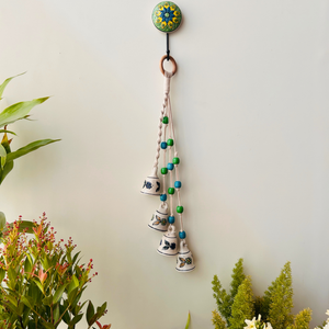 BLUE ORCHID | Handmade Ceramic Symphony Bell Chimes | Bunch of 4 (mini) bells with Ceramic Hooks
