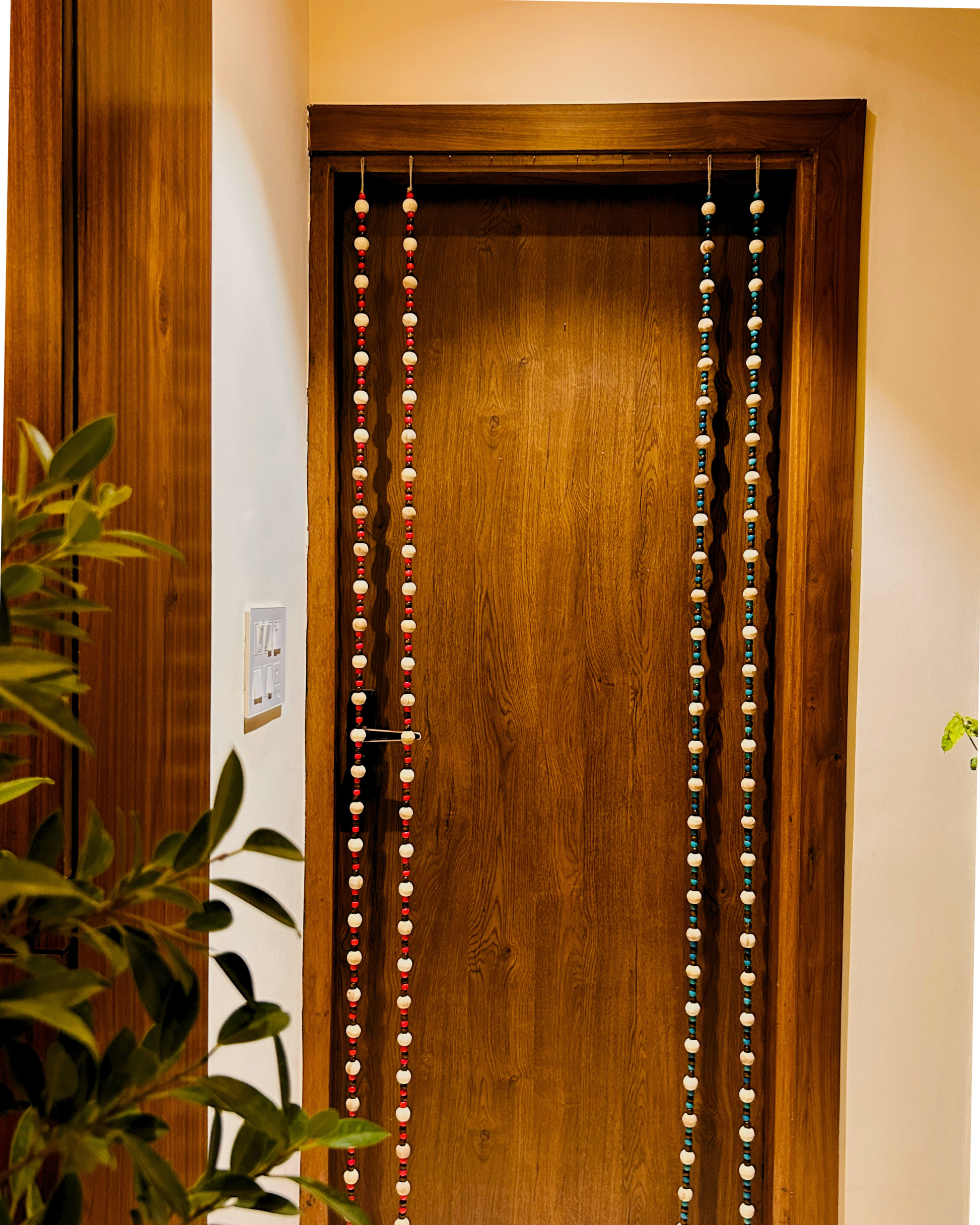 Boho Strings | Beaded Curtain | Set of 4 strings (Red and Blue)