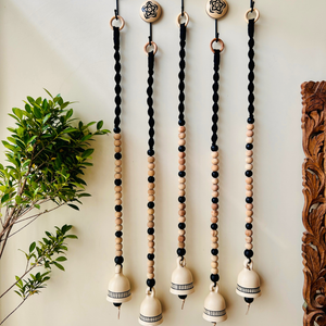 Midnight | Boho Ivory |Backdrop Ceramic Bells | With Ceramic Wall Hooks