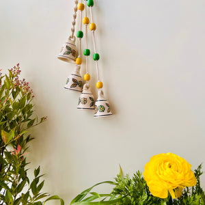 AMALTAS | Handmade Ceramic Symphony Bell Chimes | Bunch of 4 (mini) bells with Ceramic Hooks