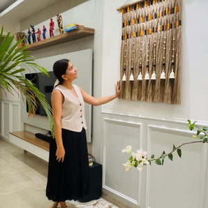 Desert Drape Grande Ivory Boho Tapestry | With A Ceramic Wall Hook