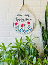 This is our happy place | Wooden sign board | 12 inches diameter