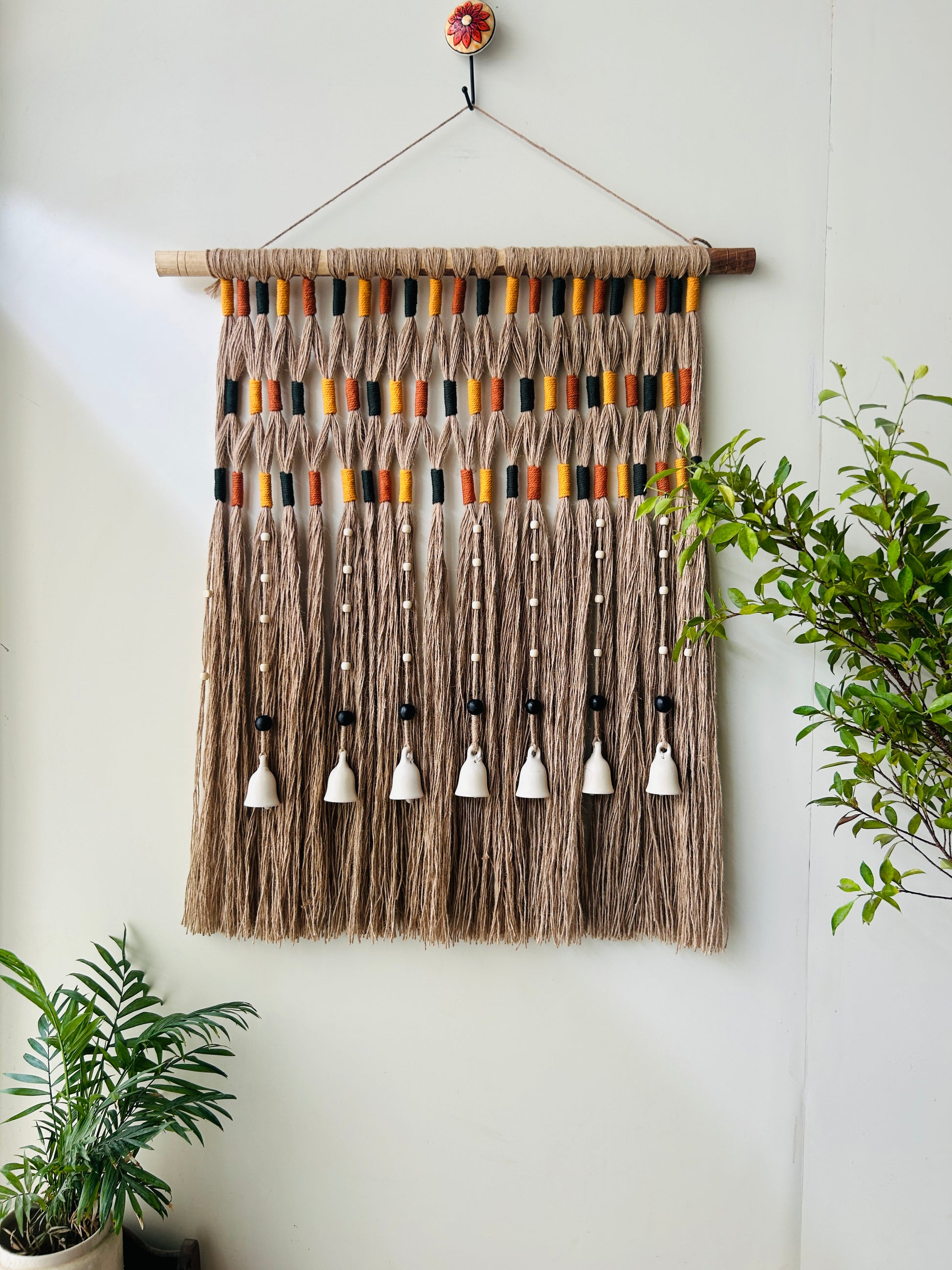 Desert Drape Grande Ivory Boho Tapestry | With A Ceramic Wall Hook