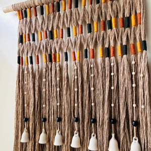 Desert Drape Grande Ivory Boho Tapestry | With A Ceramic Wall Hook