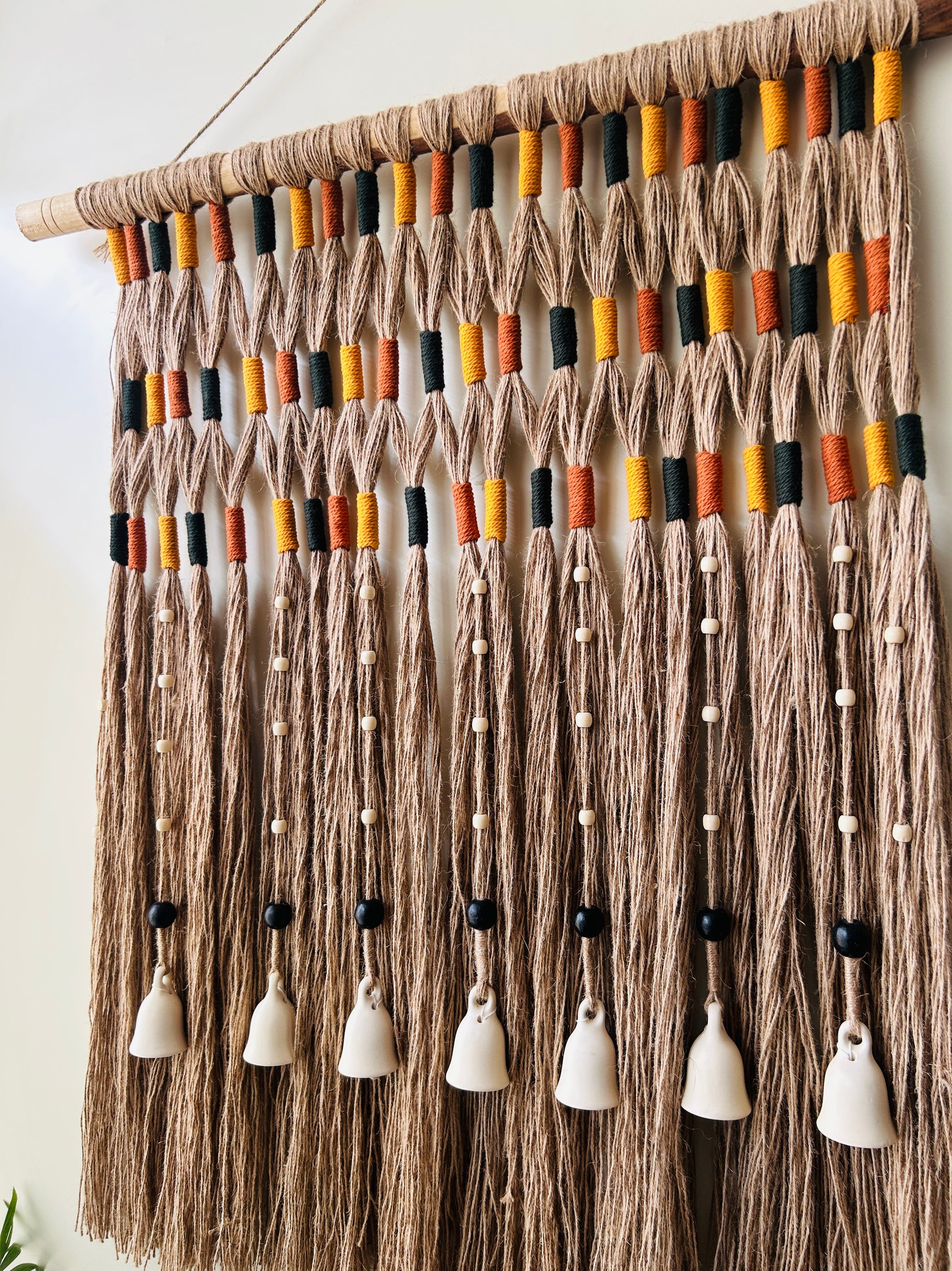 Desert Drape Grande Ivory Boho Tapestry | With A Ceramic Wall Hook