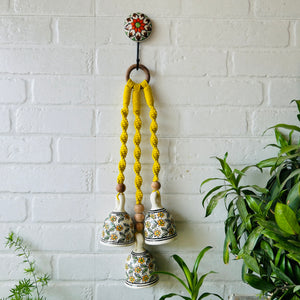 Macrame Melodies | DAISY (Set of 3 'ceramic' hanging bells) + Ceramic hook