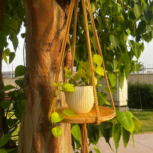 Swing Story CLASSIC – Macrame Hanging Shelf | METAL CEILING HOOK INCLUDED