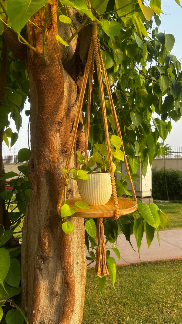 Swing Story CLASSIC – Macrame Hanging Shelf | METAL CEILING HOOK INCLUDED