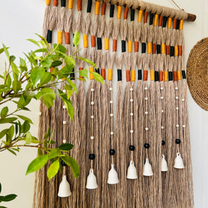 Desert Drape Grande Ivory Boho Tapestry | With A Ceramic Wall Hook