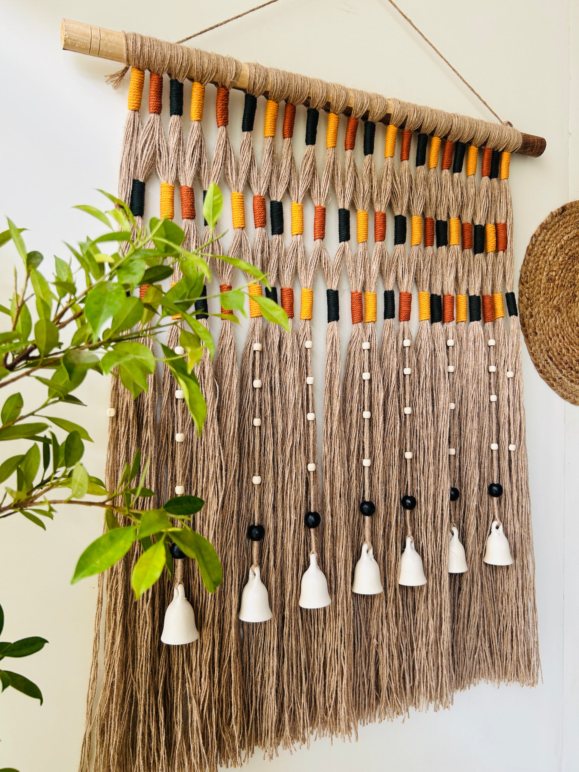 Desert Drape Grande Ivory Boho Tapestry | With A Ceramic Wall Hook