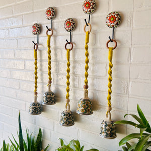 SET OF FIVE - DAISY | Ceramic Macrame Bells with Ceramic Hooks (Buy 4 get 1 free)