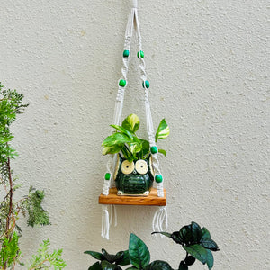 Knot and Bead | Macrame Shelf with planter and hook