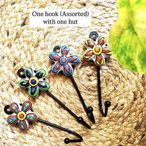 happy mind happy life | Beaded Hut with Ceramic hook