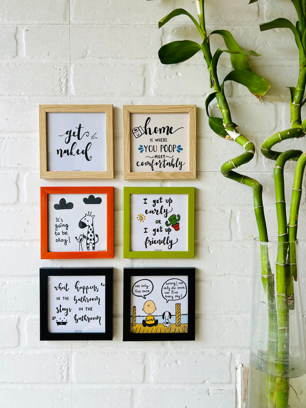 Restroom Decor Frames | Set of 6